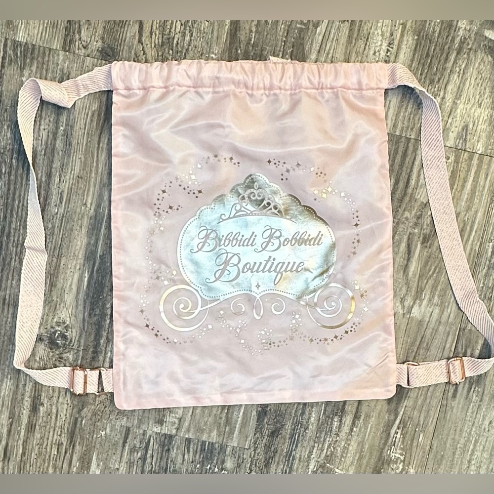 Disney Parks Bibbidi Bobbidi Boutique light pink & gold drawstring bag - Picture 5 of 6